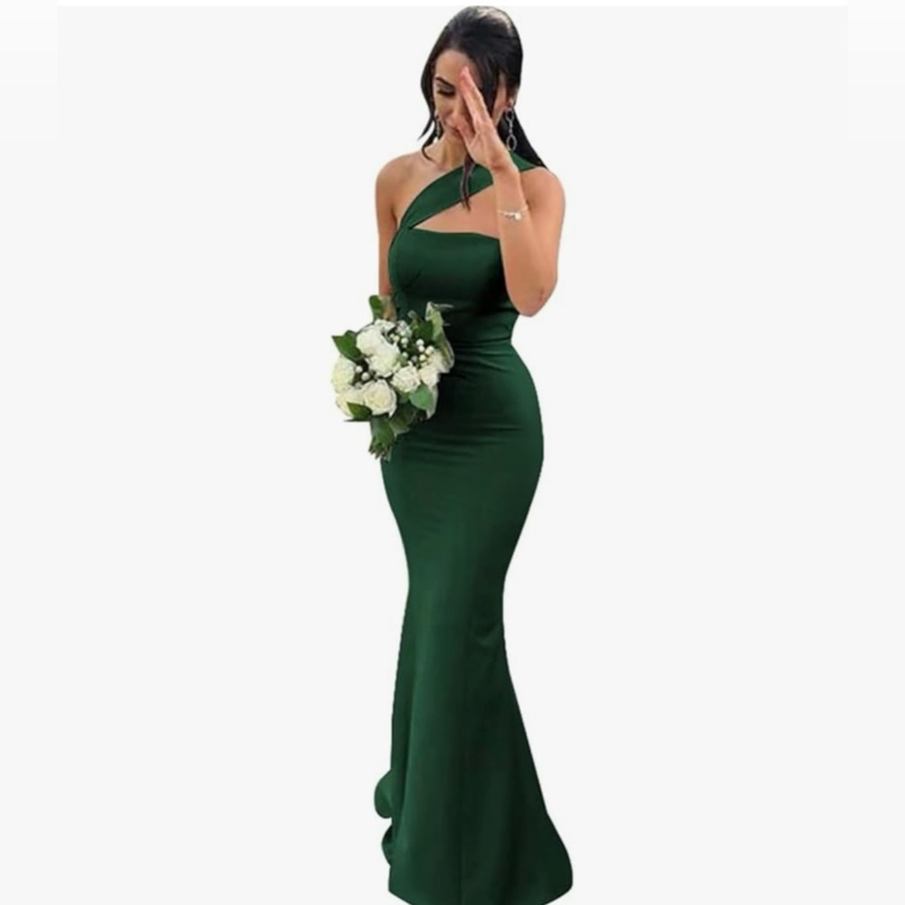 One Shoulder Satin Mermaid Long Bodycon Formal Wedding Dress for Women NEW